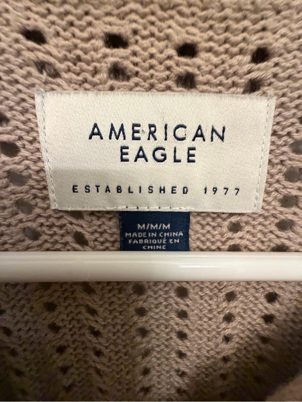 American Eagle Open Knit Short Sleeve Sweater - Light Taupe - Picture 3 of 5
